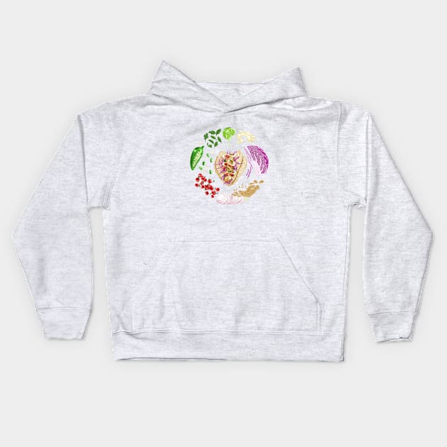 Fish Taco Diagram Kids Hoodie by SarahWrightArt